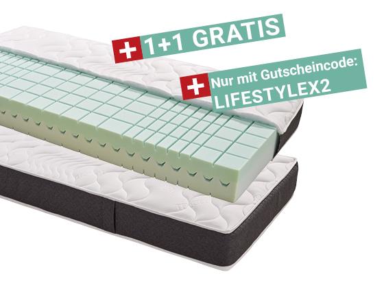 Komfortschaum- & Wendematratze Lifestyle H2 90x200 - Weiß/Grau, MODERN, Textil (90/200cm) - Primatex Deluxe
