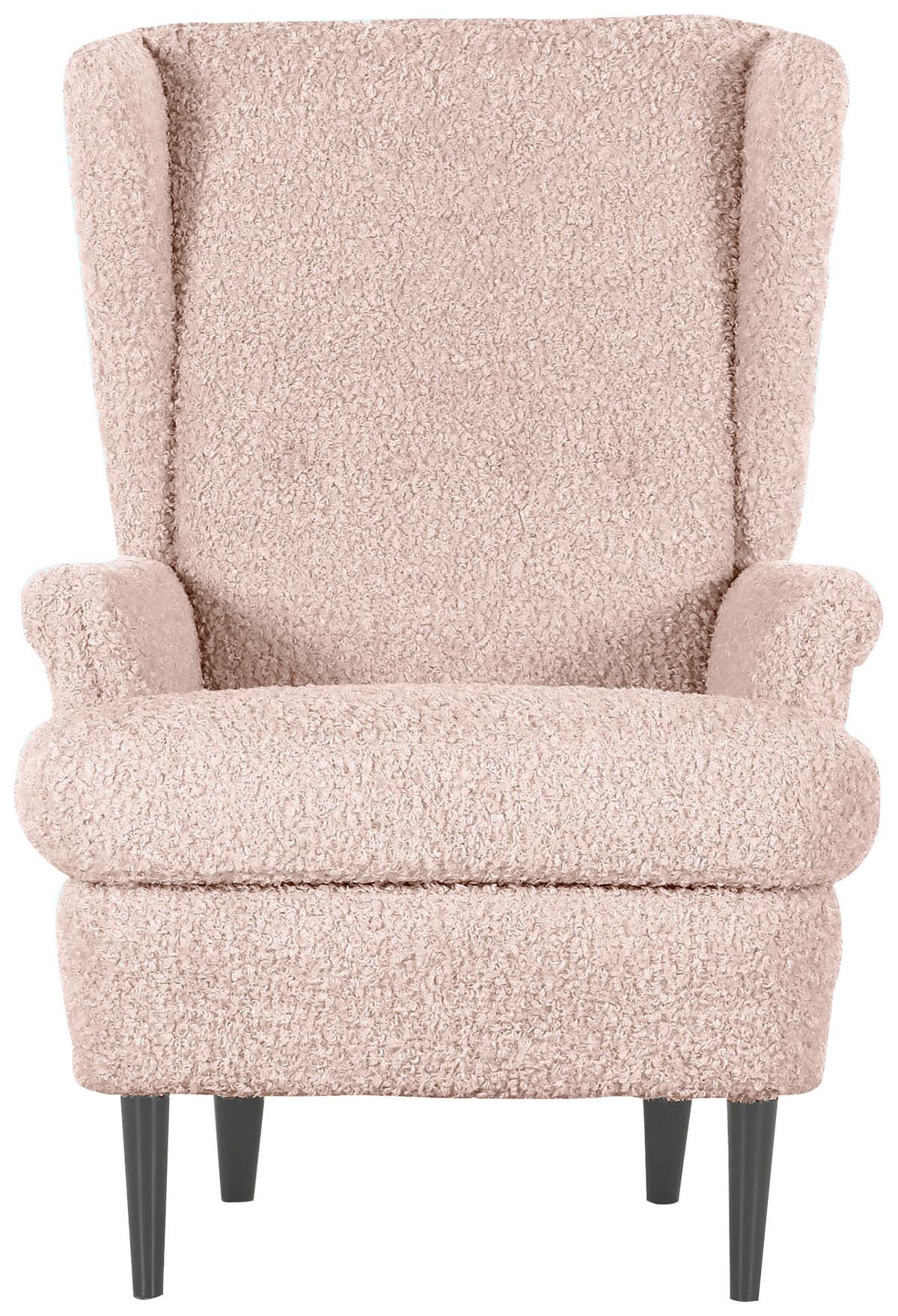 Ohrensessel Versailles, Rosa B: 72 cm - Dunkelbraun/Rosa, Design, Textil (72/104/85cm) - MID.YOU