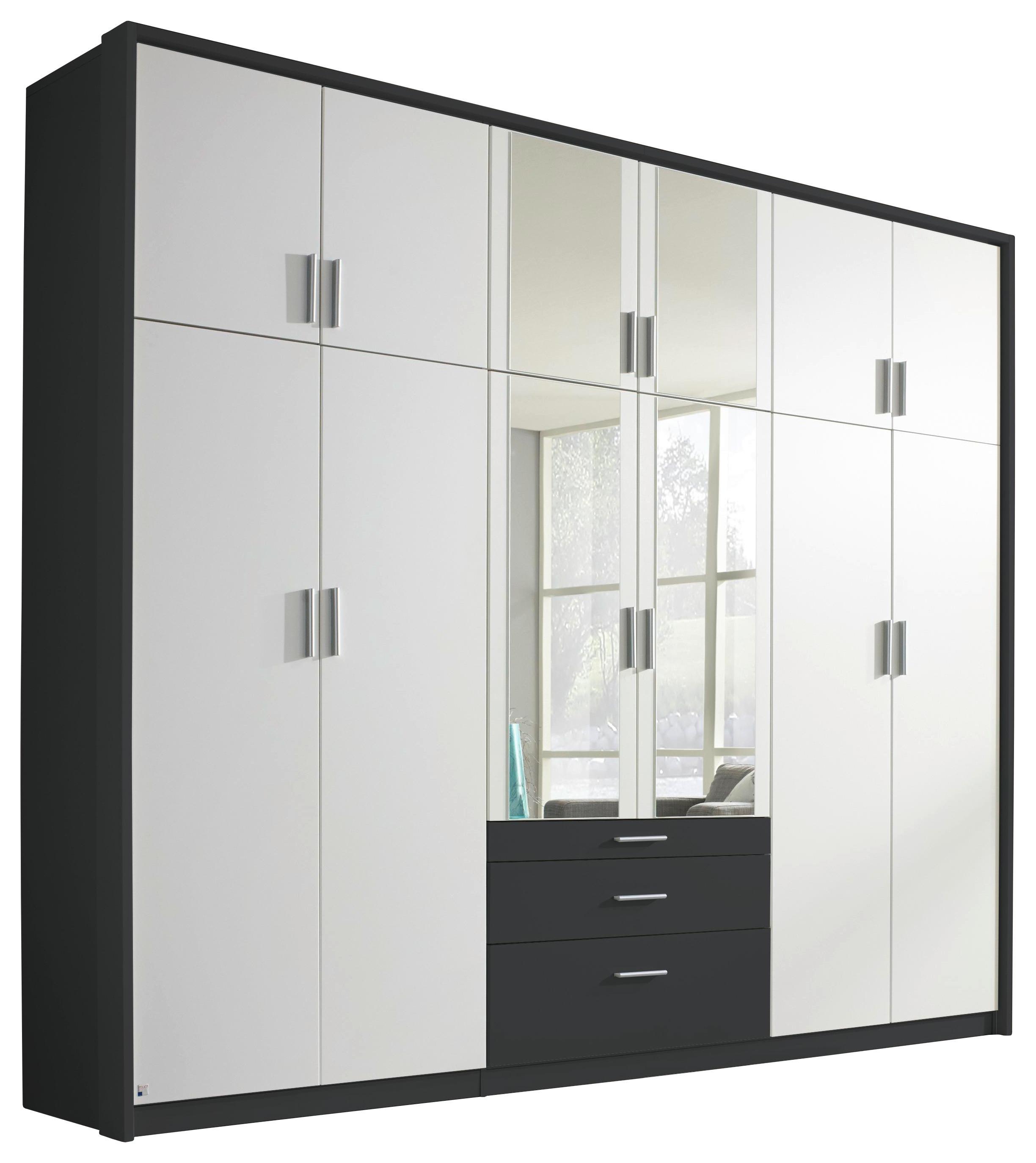 Drehtürenschrank Mit Spiegel + Laden 275cm Hildesheim, Weiß - Klar/Weiß, Design, Glas/Holzwerkstoff (275/231/56cm) - Rauch Möbel
