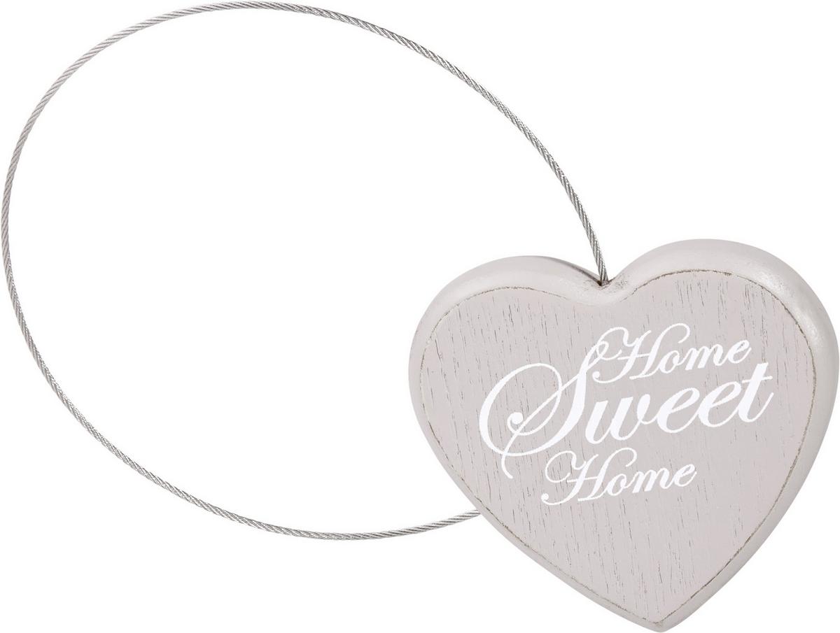 SPONA NA ZÁVES SWEET HOME - biela/taupe, Romantik / Landhaus, kov/drevo (8cm) - Modern Living