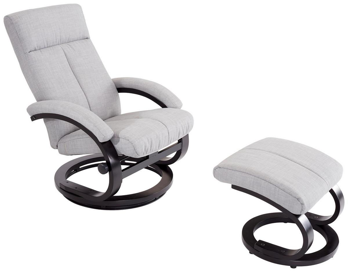 Fernsehsessel mit Fußhocker Niklas Webstoff Hellgrau - Hellgrau/Schwarz, MODERN, Holz/Textil (66/98-86/80-110cm) - Ondega