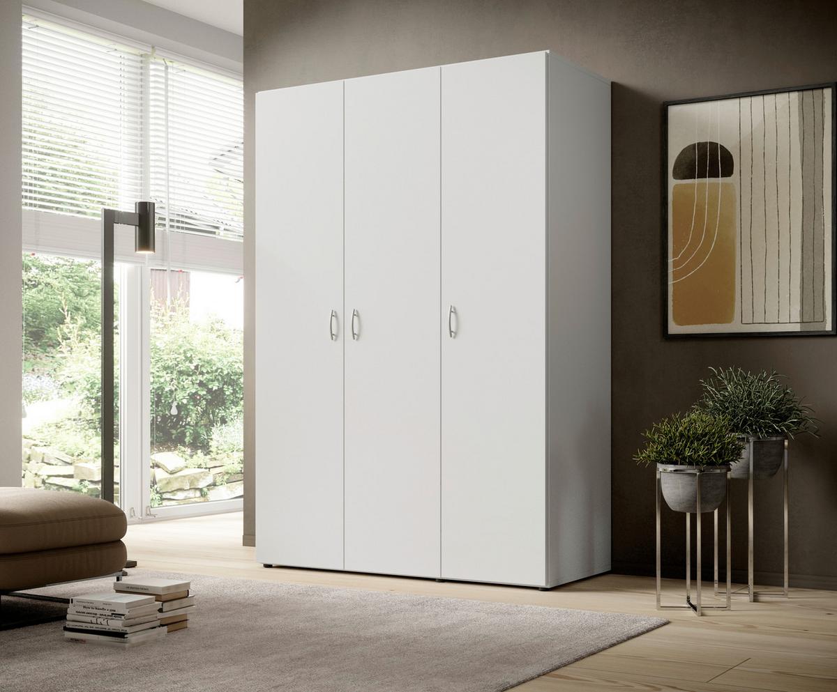 Kleiderschrank B: 121 cm Joe Weiß - Weiß, Basics, Holzwerkstoff (121/177/51cm)