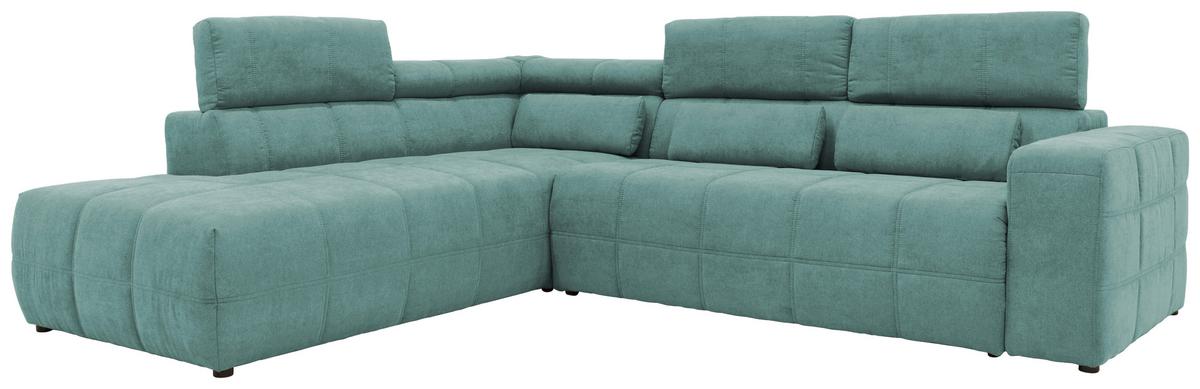 Ecksofa + Kopfteilverstellung Brandon Mintgrün Mikrofaser - Schwarz/Mintgrün, Design, Textil (228/275cm) - MID.YOU