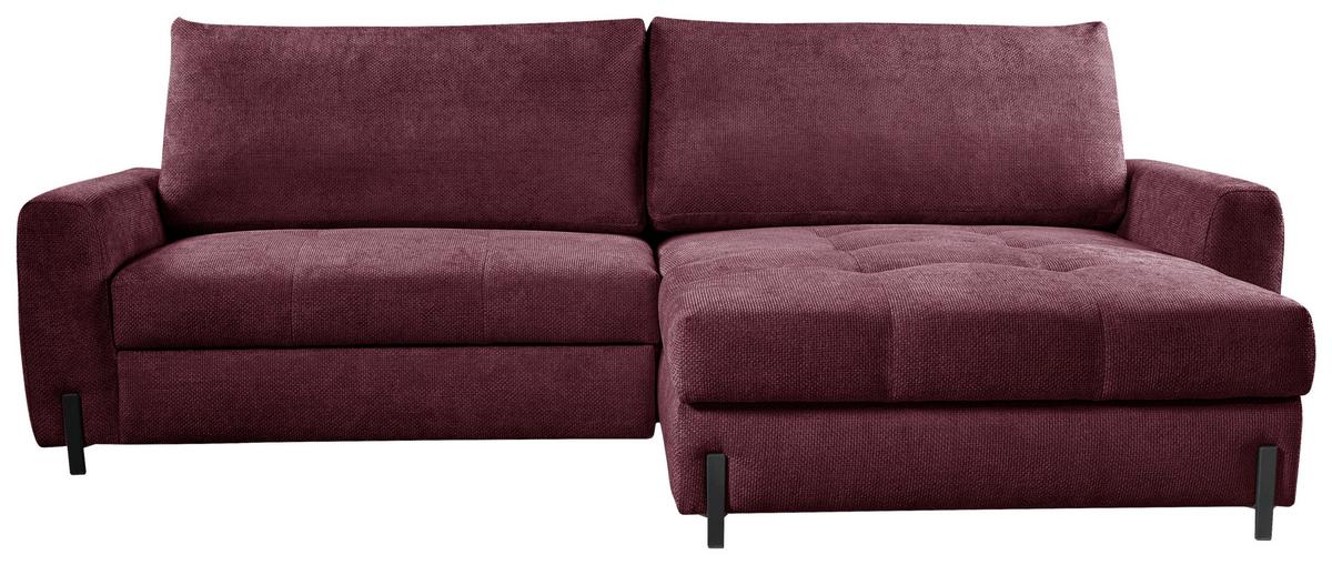 Ecksofa Naomi Bordeaux/Schwarz, 265 cm - Bordeaux/Schwarz, Design, Textil (265/162cm) - MID.YOU