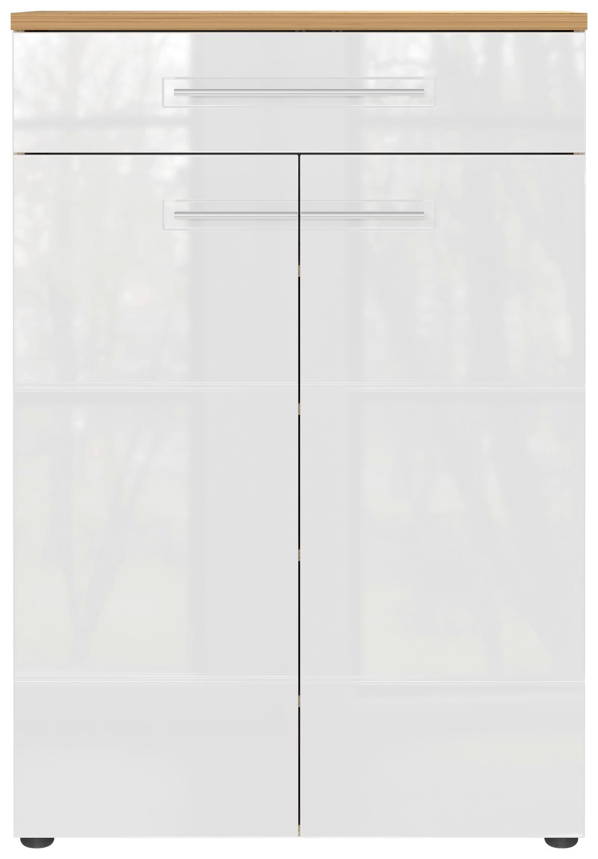 Schuhschrank Aledo Weiß B: 75 cm - Eichefarben/Weiß, MODERN, Holzwerkstoff (75/110/41cm) - Germania
