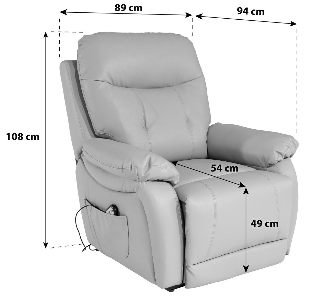 Relaxačné kreslo MARIO, sivá, kožený vzhľad - čierna/sivá, Konventionell, kov/textil (89/107-79/94-165cm) - James Wood