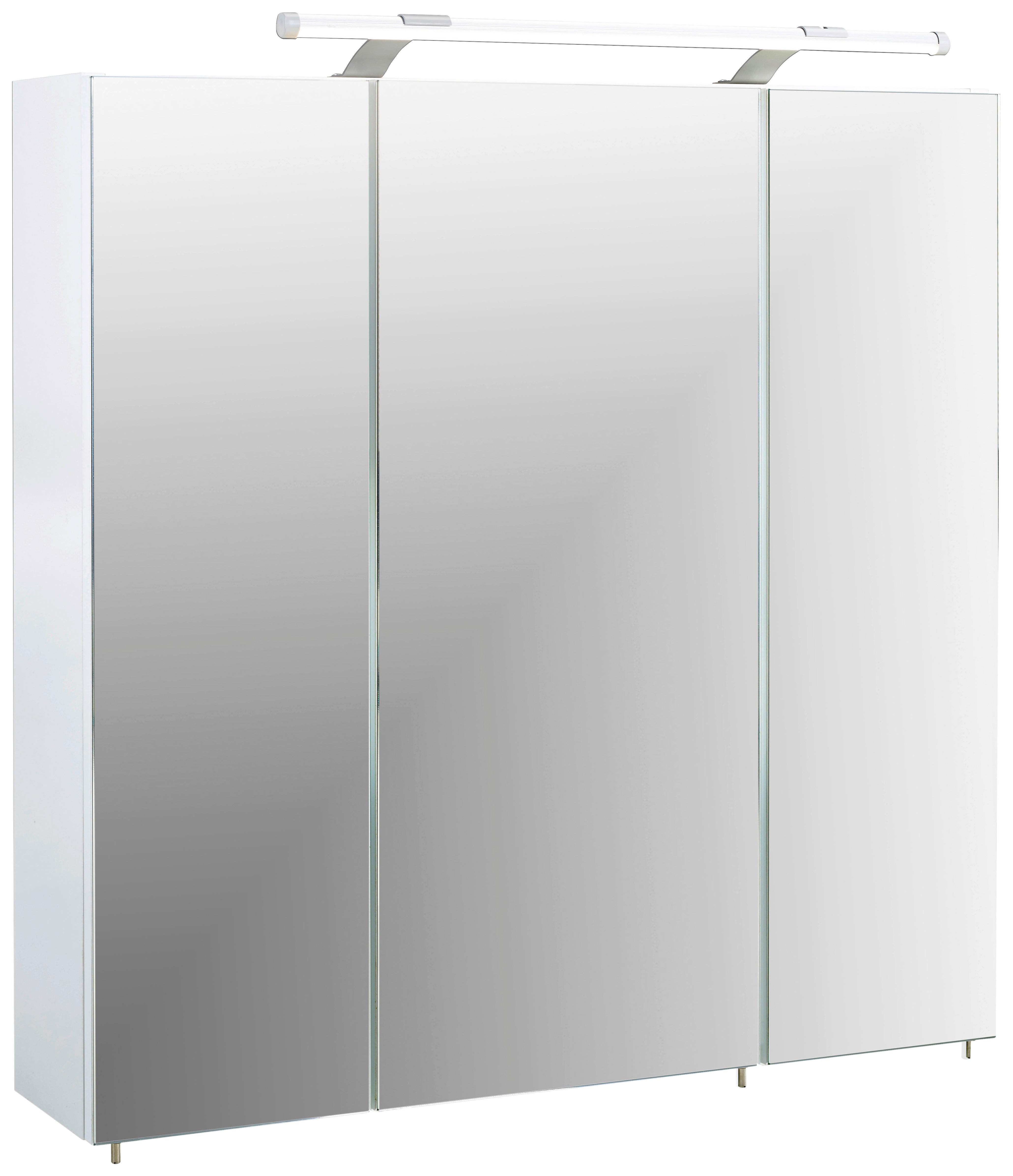 Spiegelschrank Dorina 700 Mit Led 3 Türen, Weiß - Weiß Hochglanz/Weiß, MODERN, Glas/Holzwerkstoff (70/75,7/16cm) - MID.YOU