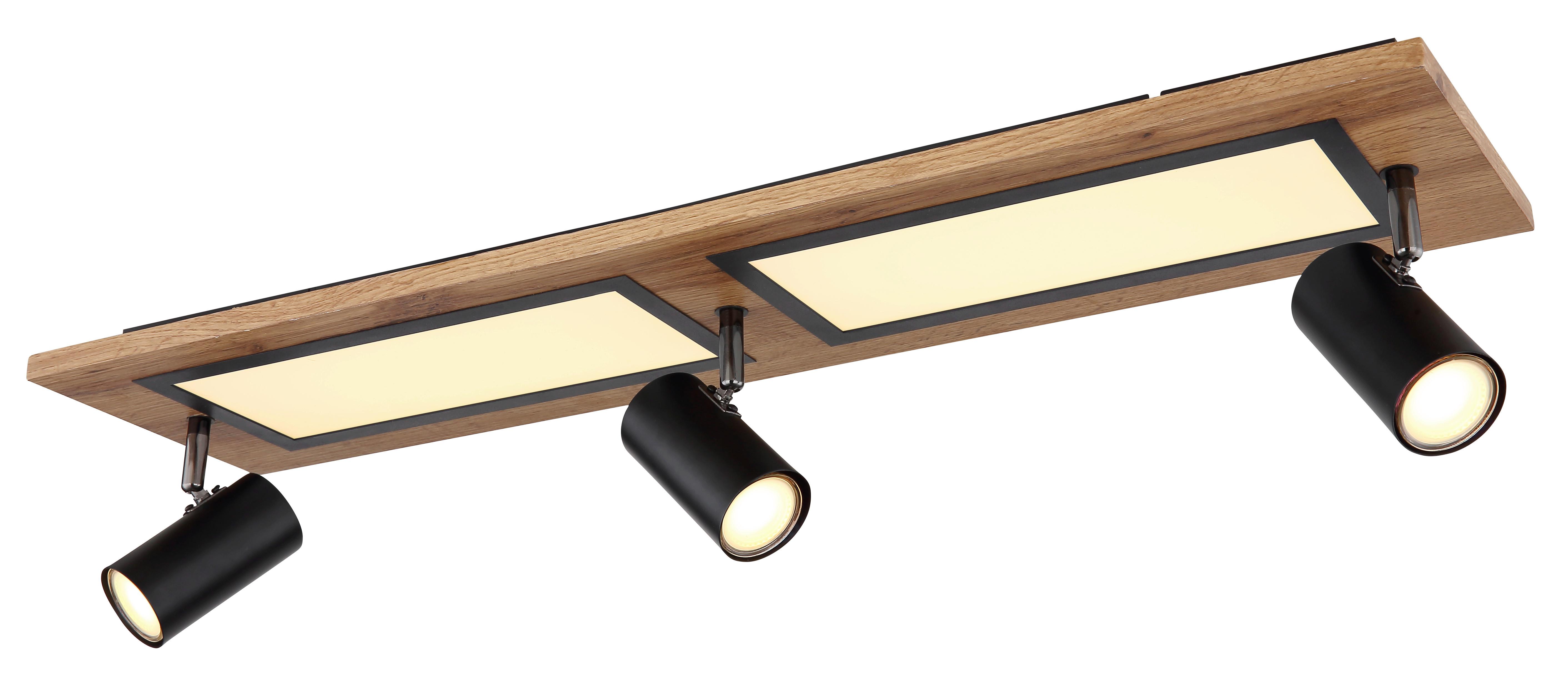 Led Mennyezeti Lámpa 67306d1 - natúr színű/fekete, Design, műanyag/faalapú anyag (80/20/18cm)