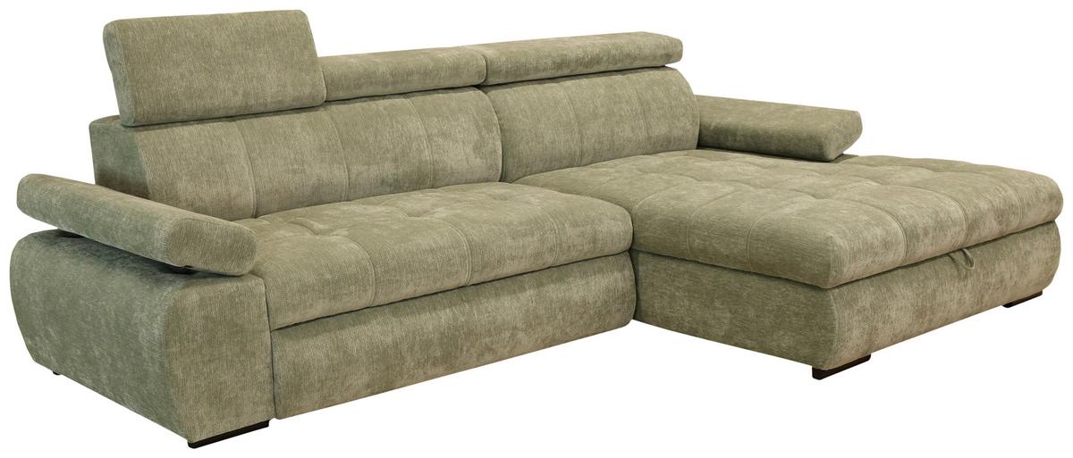 Rohová sedačka VEGAS, pravá, šalviovozelená ženilka - čierna, Design, drevo/textil (294/173cm)