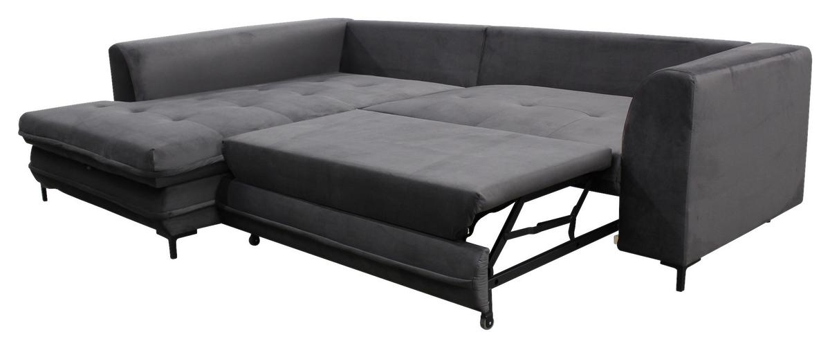 Ecksofa Mit Schlaffunktion Bello Mit Kissen Grau - Schwarz/Grau, Design, Textil (187/277cm) - Livetastic