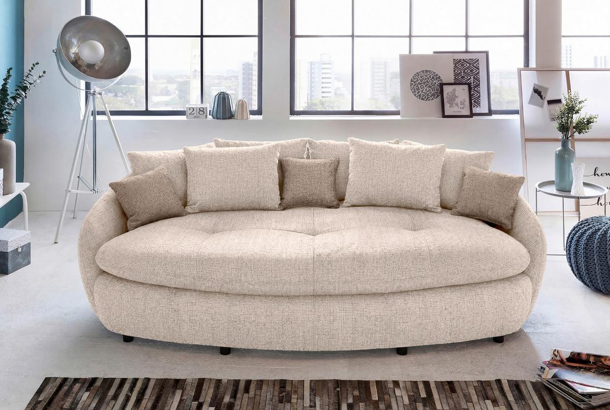 Megasofa Aruba 2 mit Kissen B: 238cm,beige Chenille - Hellbraun/Beige, Trend, Textil (238/80/140cm) - Luca Bessoni