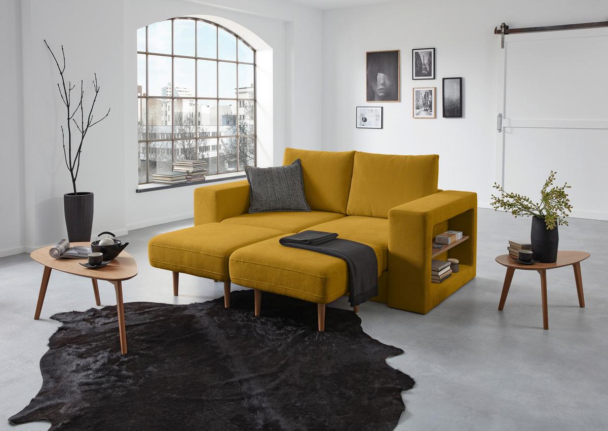 3-Sitzer-Sofa Looks V-2 - Eichefarben/Gelb, Design, Textil (212/96/107cm) - LOOKS by W.Joop