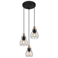 Luster MINA - čierna/tmavohnedá, Konventionell, kov/drevo (35.5/35,5/120cm) - Globo