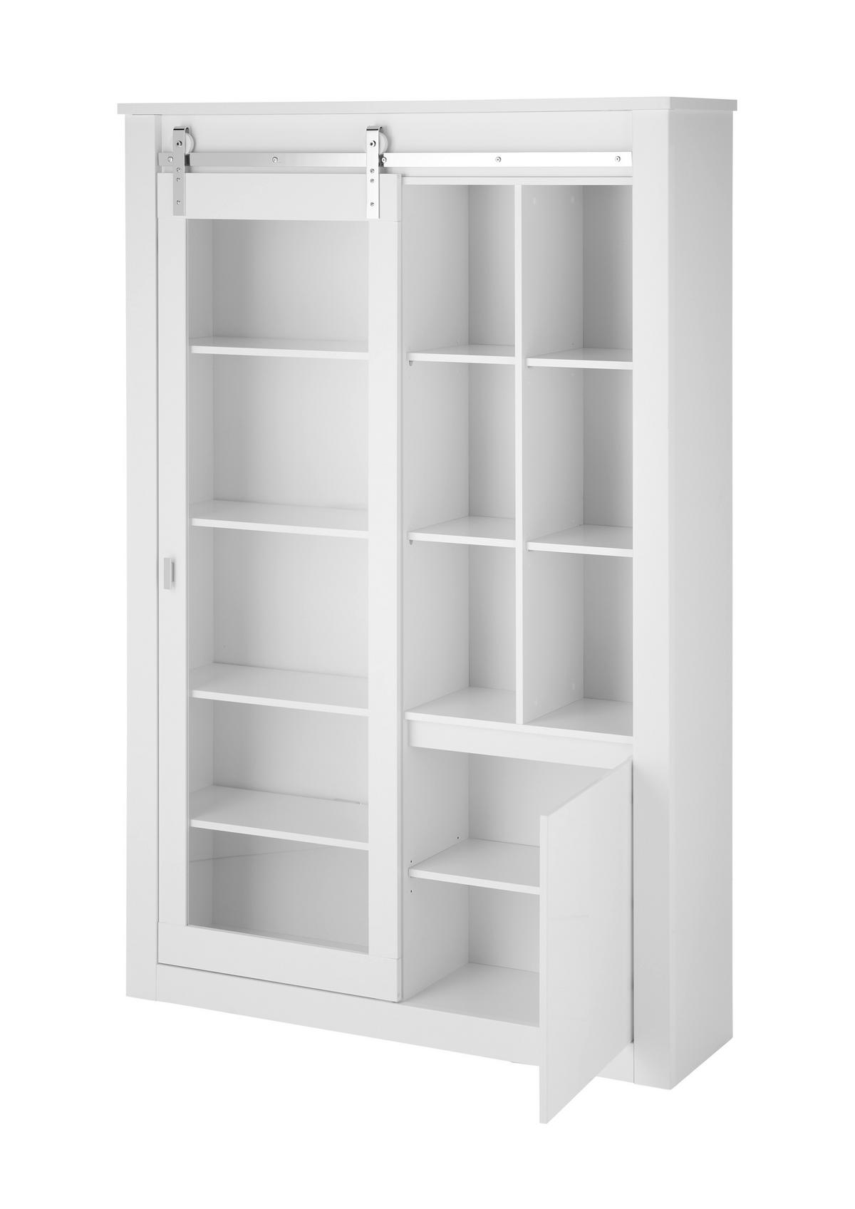 VITRINE Daytona Weiß HG B: 133cm - Weiß Hochglanz/Weiß, Design, Holzwerkstoff (133/201/38cm) - Livetastic