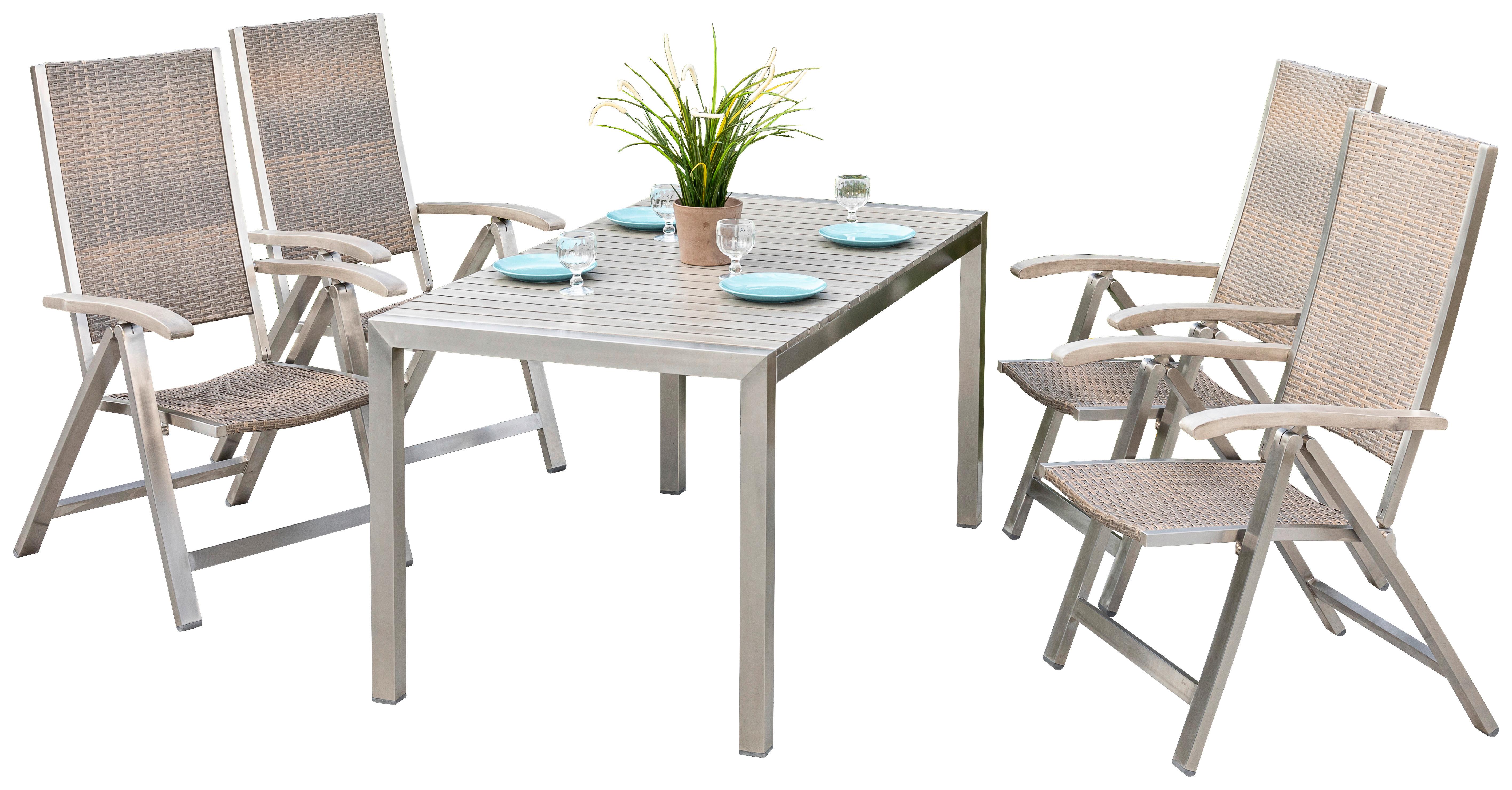 Gartenset mit Tisch und vier Klappsesseln » kaufen | Sessel