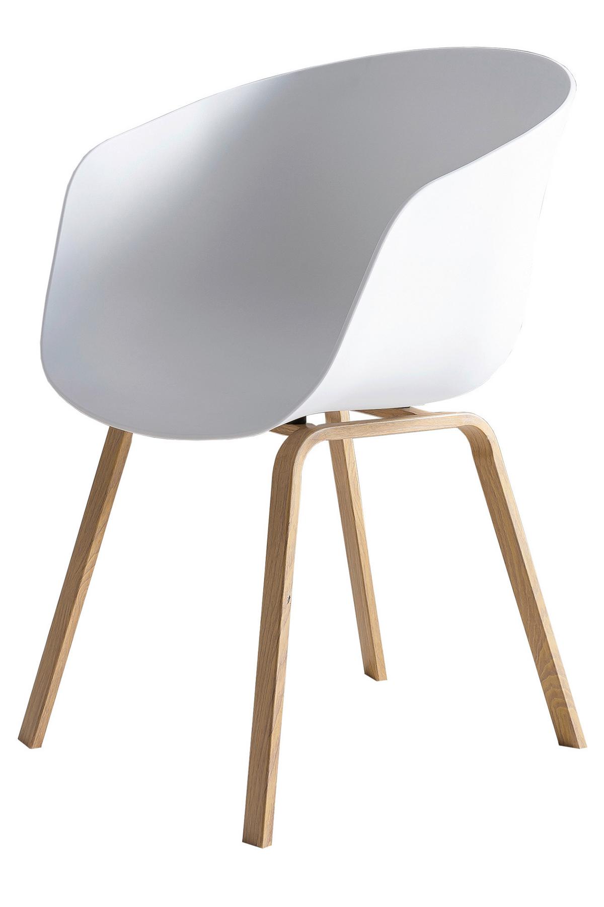 Armlehnstuhl-Set Weiß B: 54,5 cm - Weiß/Naturfarben, MODERN, Kunststoff/Metall (54,5/77,5/54cm) - Livetastic