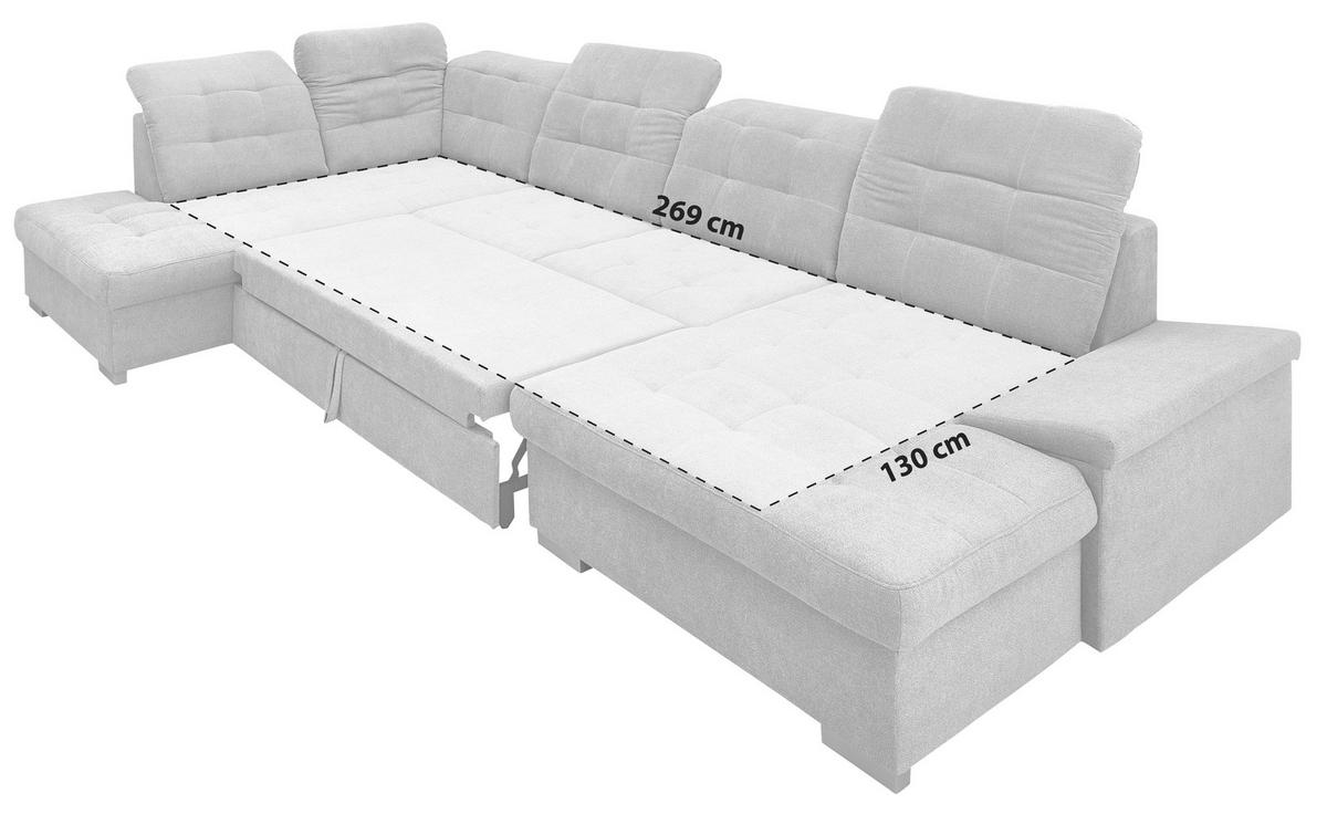 Wohnlandschaft Zira Mit Schlaffunktion Anthrazit - Chromfarben/Anthrazit, Design, Textil (212/330/169cm) - Livetastic