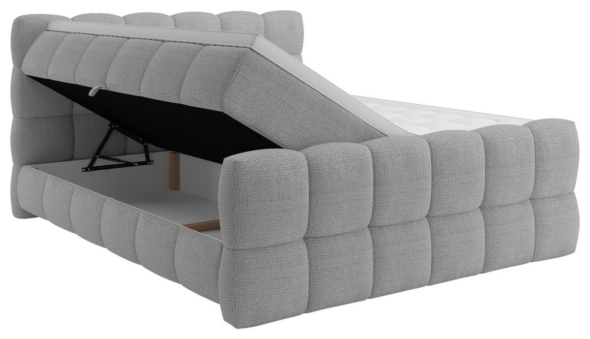 Boxspringbett Brisbane inkl. Bettkasten 160x200 - Hellgrau/Schwarz, Trend, Holz/Holzwerkstoff (160/200cm) - Sembella