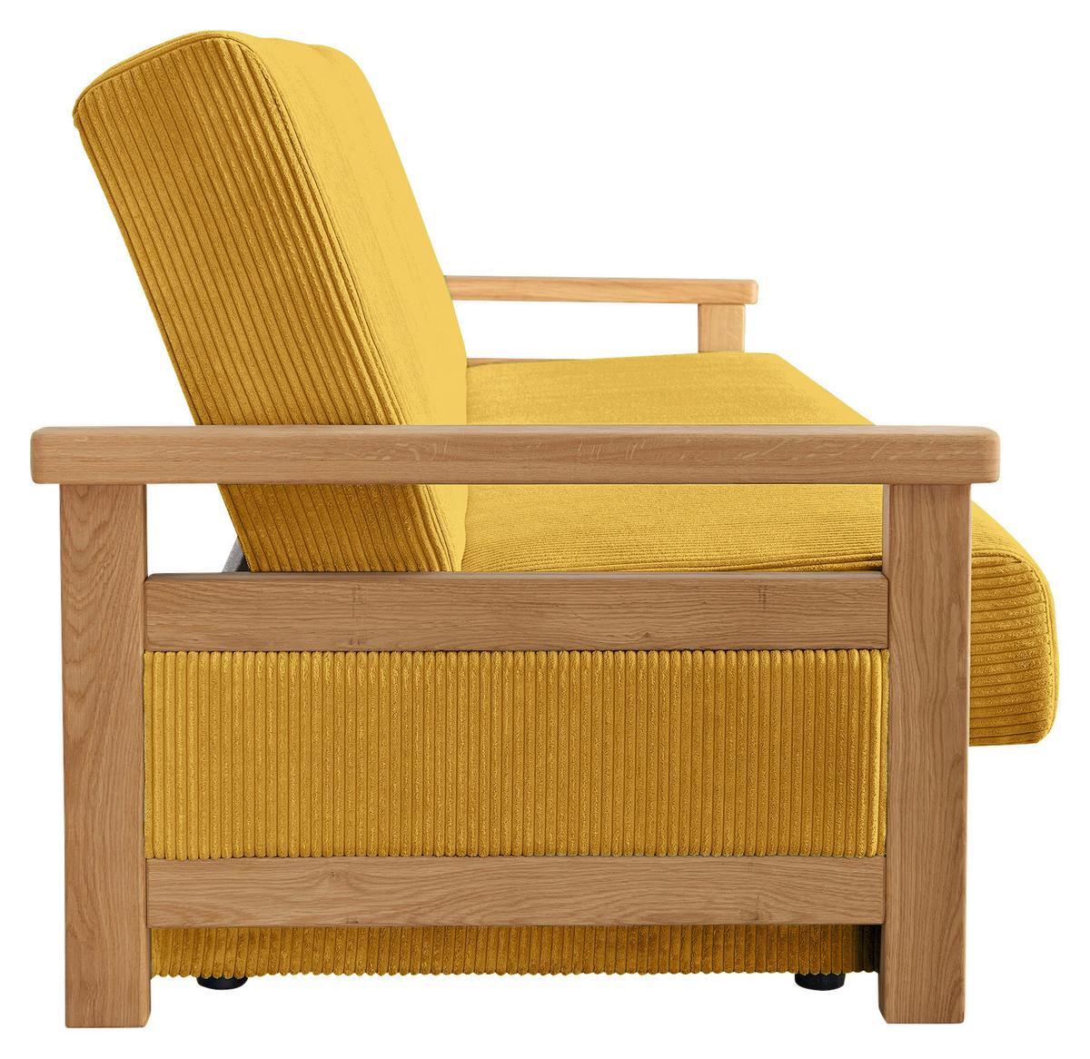 Schlafsofa Malaga Senfgelb B: 220cm - Senfgelb/Naturfarben, Design, Holz/Textil (220/90/90cm) - P & B