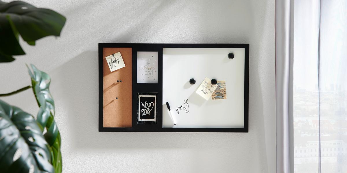 Tabuľa na poznámky Multiple - čierna/biela, Modern, kov/drevo (69/41/2cm) - Premium Living