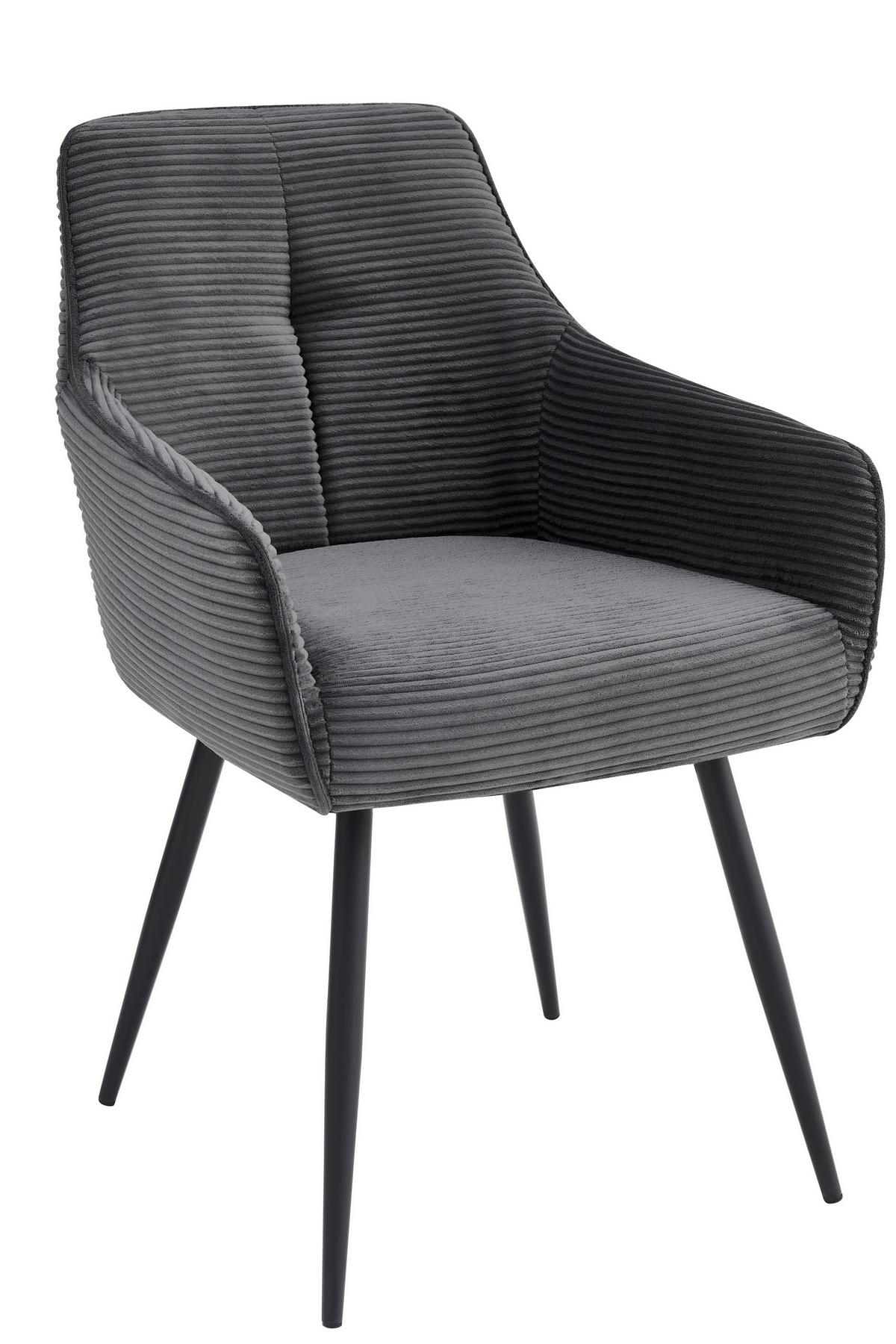 Armlehnstuhl-Set Verona II S 2er-Set - Anthrazit/Schwarz, MODERN, Textil/Metall (55/85/61cm) - MID.YOU