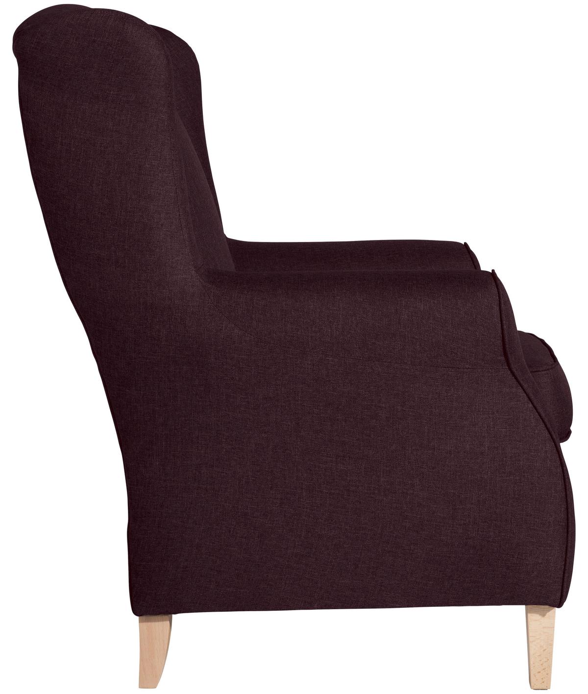 Ohrensessel Lorris - Buchefarben/Dunkelrot, Design, Textil (77/103/86cm) - Max Winzer