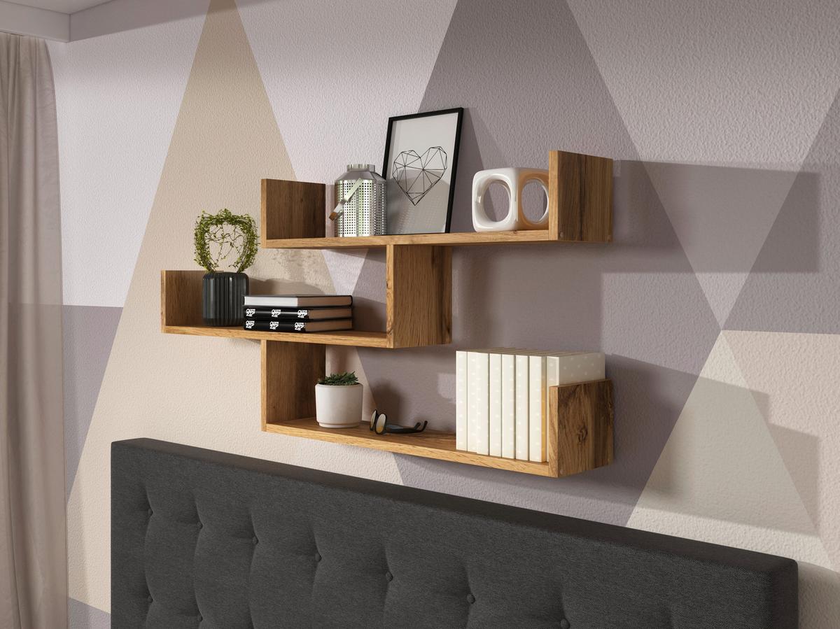 Wandregal Trio Eiche Wotan Dekor B: 119,1cm - Eiche Wotan, Basics, Holzwerkstoff (119,1/55/18cm)