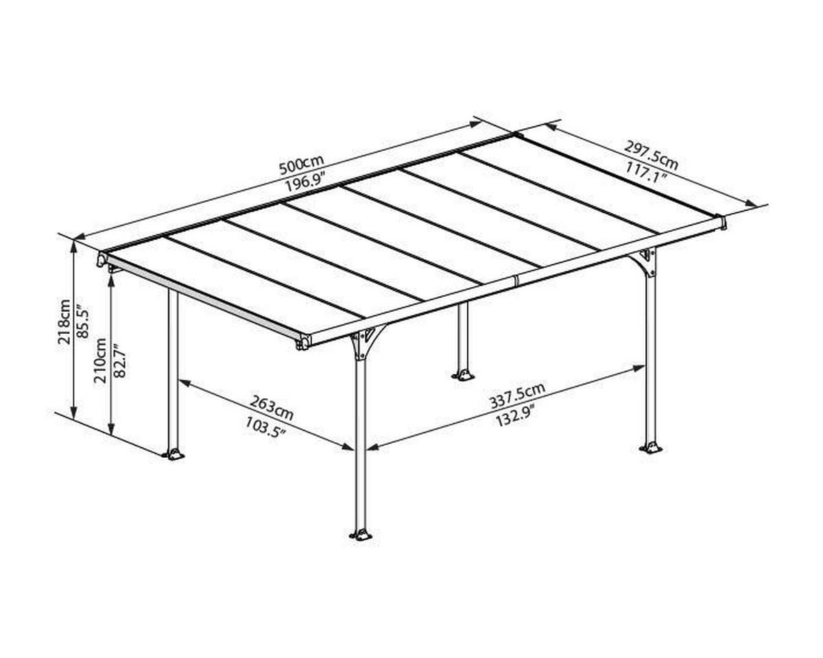 Carport Carport Verona - Anthrazit/Bronzefarben, Basics, Kunststoff/Metall (218/297/500cm)