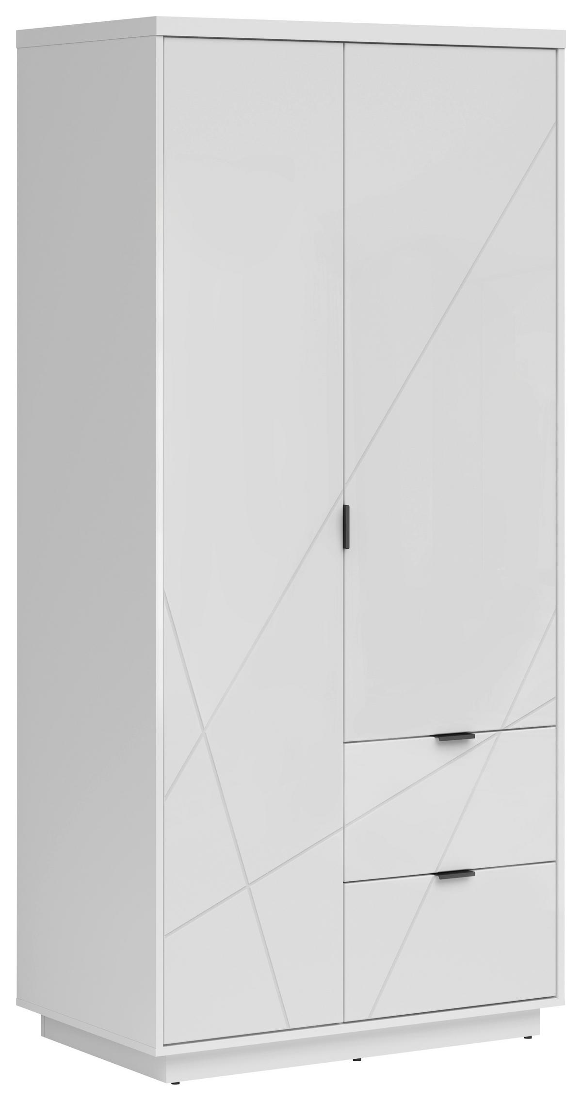 Drehtürenschrank B: 94 cm Forn Weiß - Weiß Hochglanz/Weiß, MODERN, Holzwerkstoff (94/200,5/56,5cm) - MID.YOU