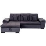 Ecksofa mit Schlaffunktion und Bettkasten, Flores Anthrazit - Dunkelgrau/Silberfarben, MODERN, Kunststoff/Textil (173/100cm) - Luca Bessoni