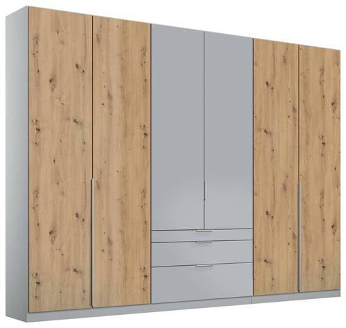 Drehtürenschrank M. Schubladen 271 Cm Alabama Extra Hellgrau - Hellgrau/Eiche Artisan, MODERN, Holzwerkstoff (271/229/54cm)