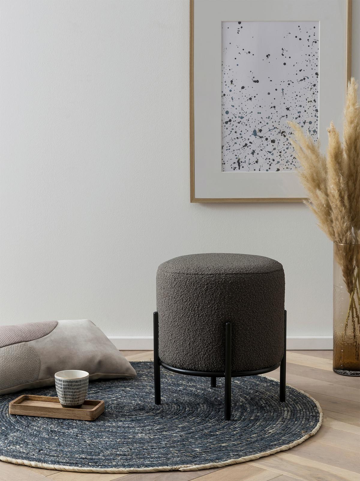 Hocker Anthrazit, Schwarz B: 35 Cm - Anthrazit/Schwarz, MODERN, Textil (35/38/35cm) - Livetastic