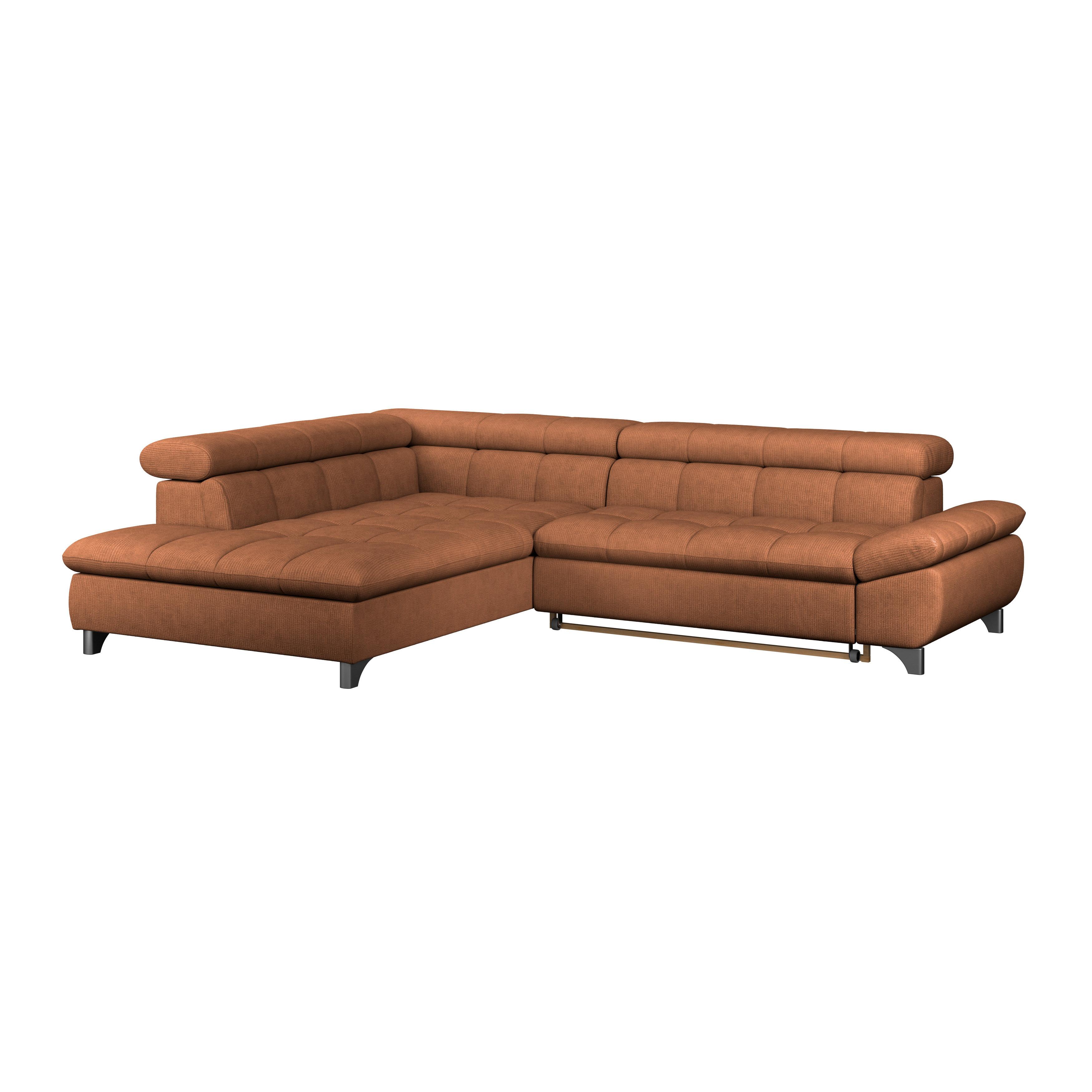 Ecksofa Gemini Terracotta, B: 234cm - Chromfarben/Terracotta, KONVENTIONELL, Textil (234/312cm)