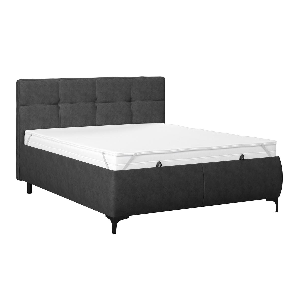 Polsterbett Zeni 140 - Anthrazit/Schwarz, KONVENTIONELL, Holz/Textil (140/200cm)