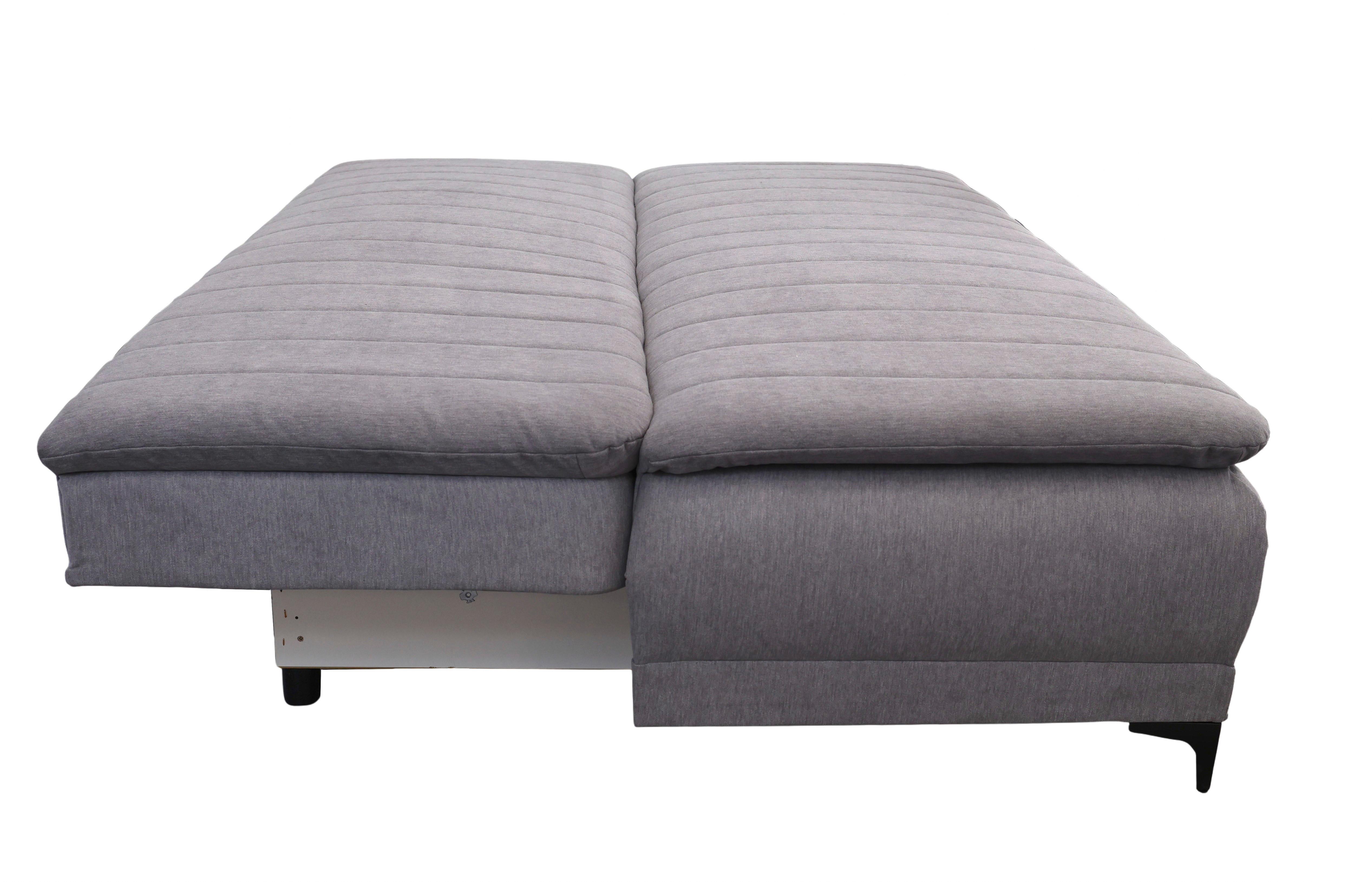 Schlafsofa Moliss Grau B: 202 cm - Schwarz/Grau, Basics, Textil (202/98/78cm) - Livetastic
