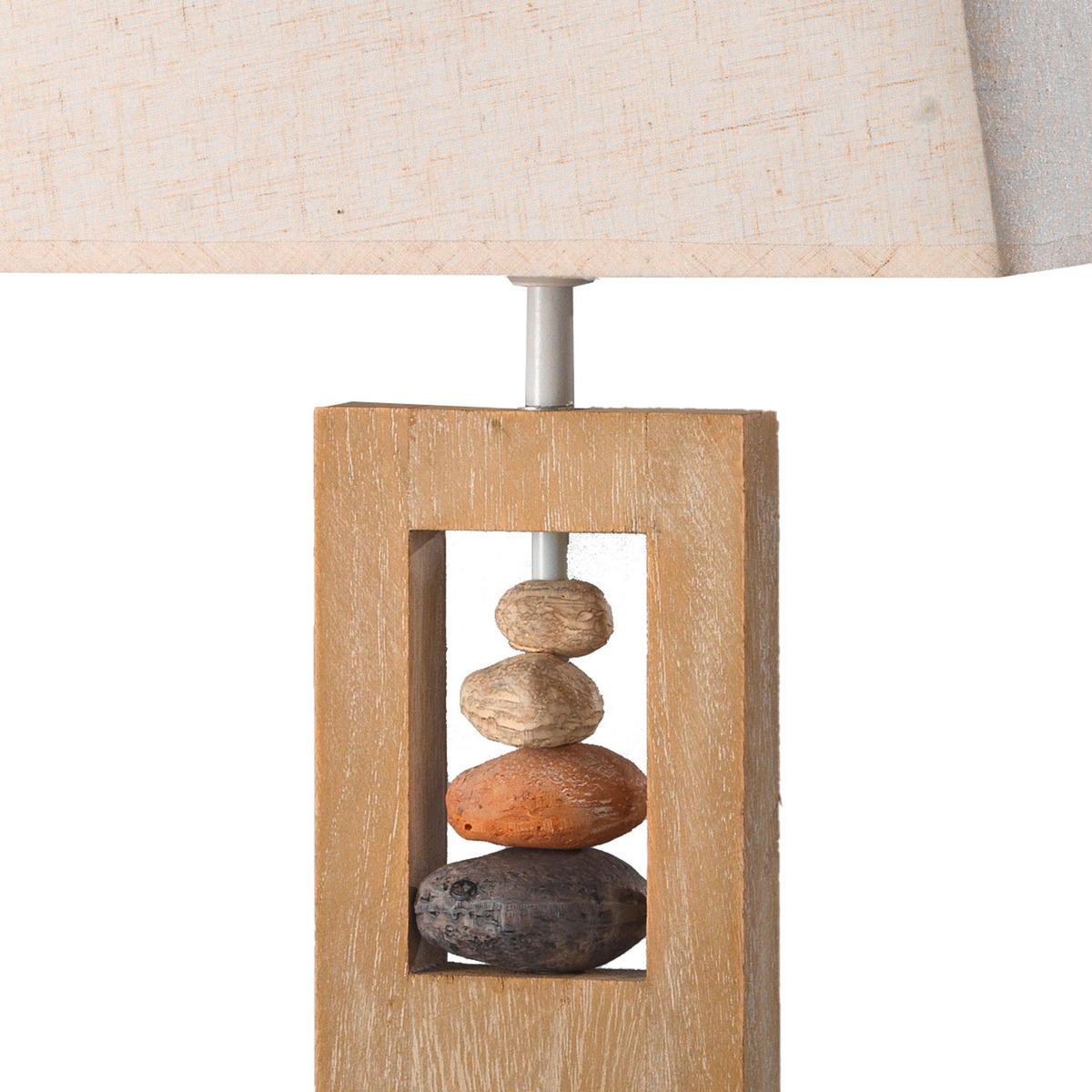 Tischleuchte 4849/L - Beige, Natur, Holz/Textil (30/13/46cm)