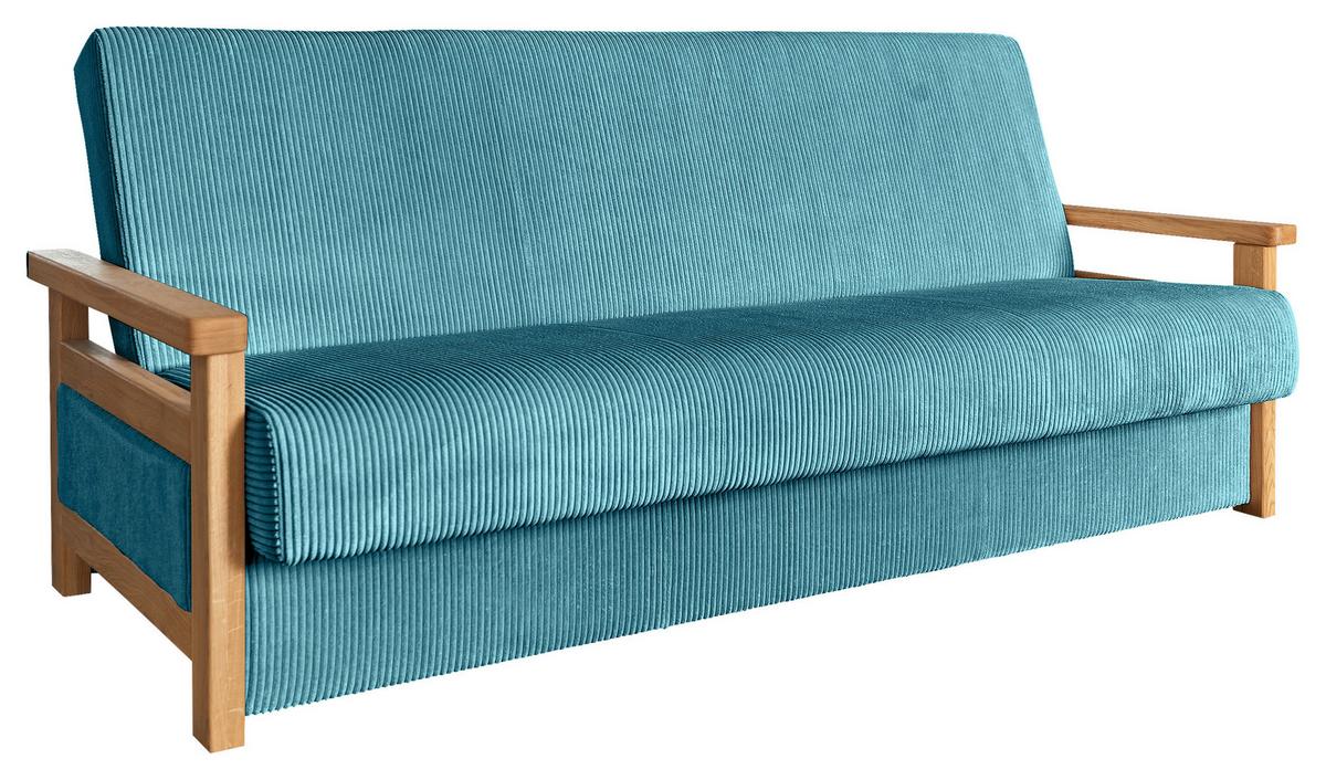 Schlafsofa Malaga Hellblau B: 220cm - Naturfarben/Hellblau, Design, Holz/Textil (220/90/90cm) - P & B