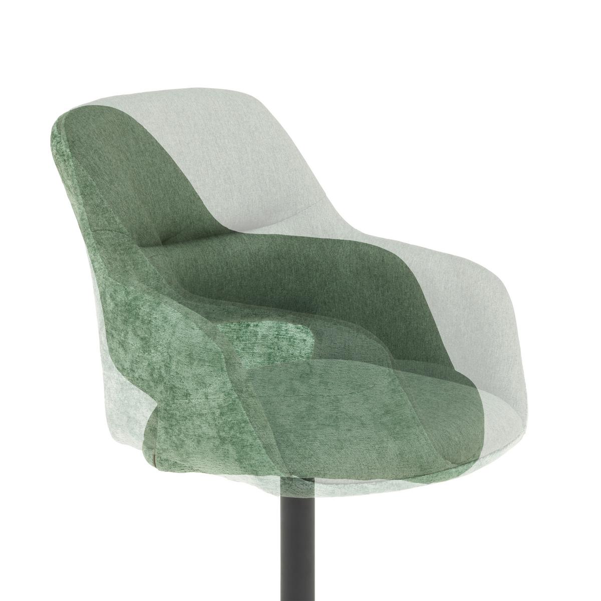Armlehnstuhl Kaan Chenille Grün, B: 61 Cm - Schwarz/Grün, KONVENTIONELL, Textil/Metall (61/85/63cm) - MID.YOU