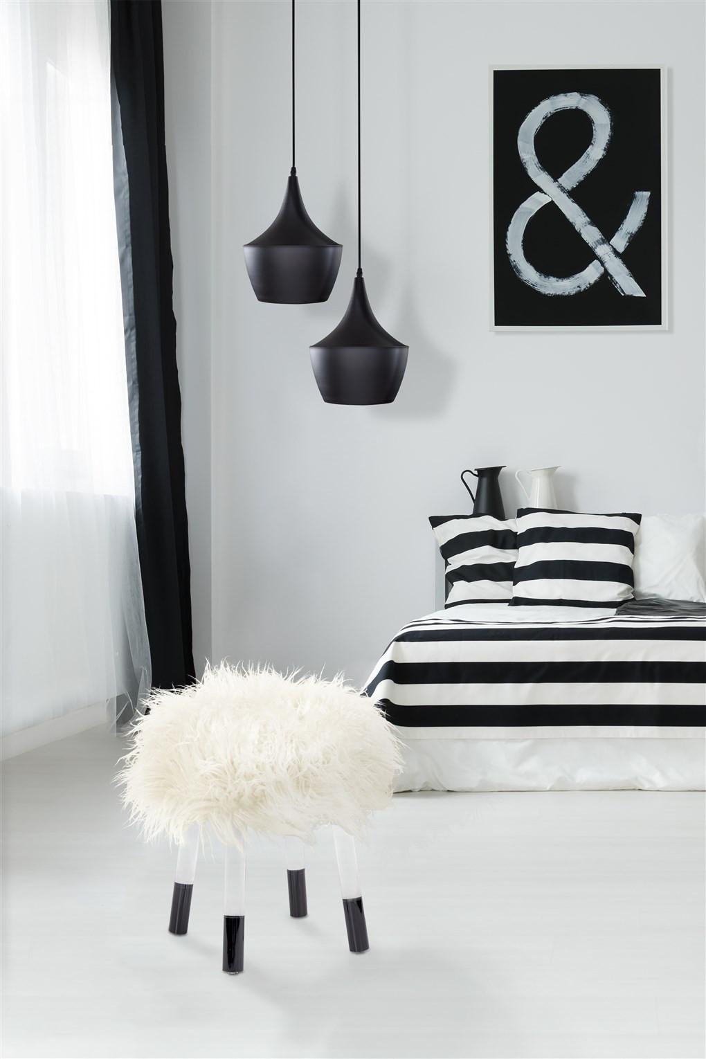 Hocker Laika, Weiß B: 41 cm - Transparent/Schwarz, Design, Textil (41/46/41cm) - Kayoom