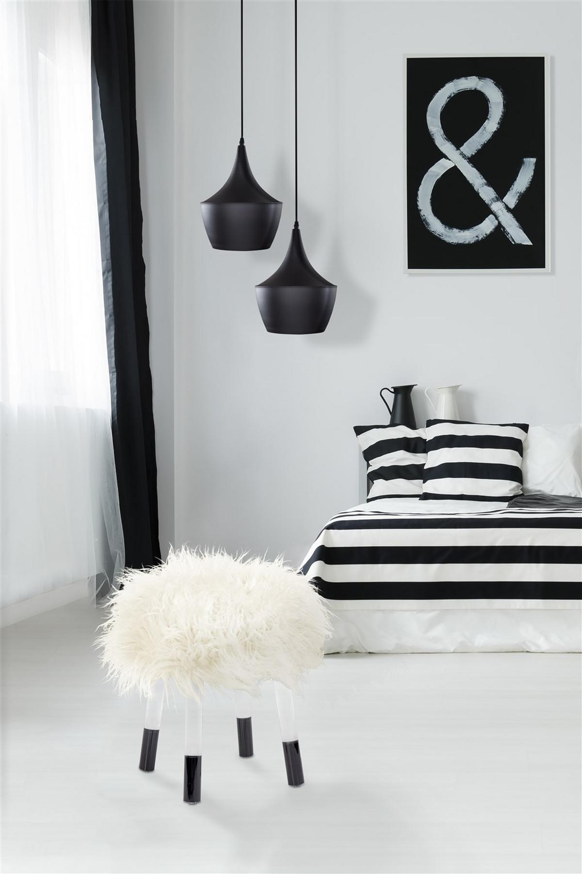 Hocker Laika, Weiß B: 41 cm - Transparent/Schwarz, Design, Textil (41/46/41cm) - Kayoom