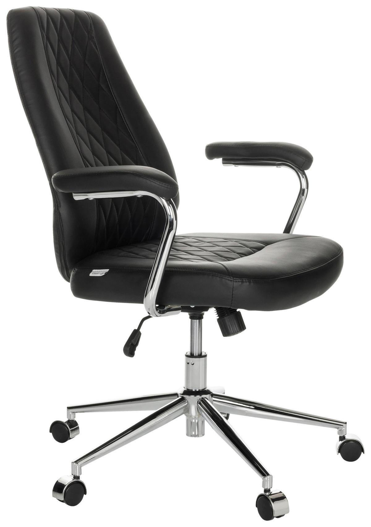 Drehstuhl Theo I - Silberfarben/Schwarz, Basics, Leder/Kunststoff (68/96-103/68cm) - MID.YOU
