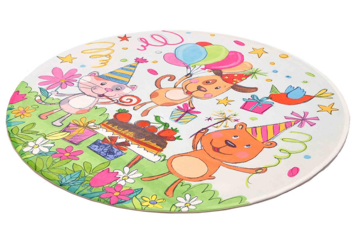 Kinderteppich Rund Tiere Multicolor Lovely Kids 100 Cm - Multicolor, Trend, Textil (100cm)
