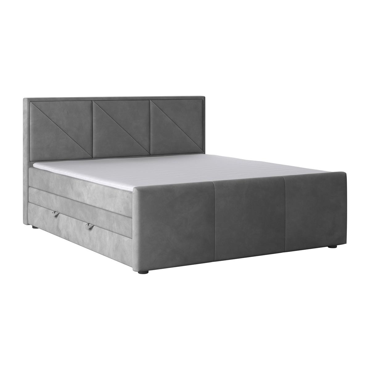 Boxspringbett mit Bettkasten Bologna 180x200 cm Hellgrau - Hellgrau/Schwarz, MODERN, Holzwerkstoff/Kunststoff (180/200cm) - MID.YOU