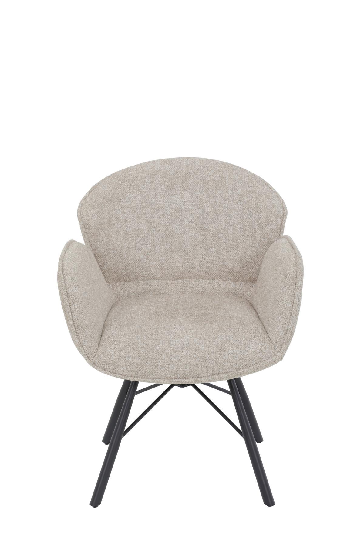 Armlehnstuhl-set Bristol S 2er-Set - Beige/Schwarz, MODERN, Textil/Metall (62/83/66cm) - MID.YOU