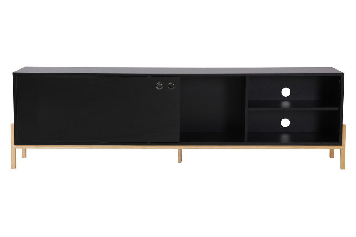 Lowboard Schwarz B: 185cm - Schwarz/Naturfarben, Design, Holzwerkstoff (185/53,5/33,5cm) - Livetastic