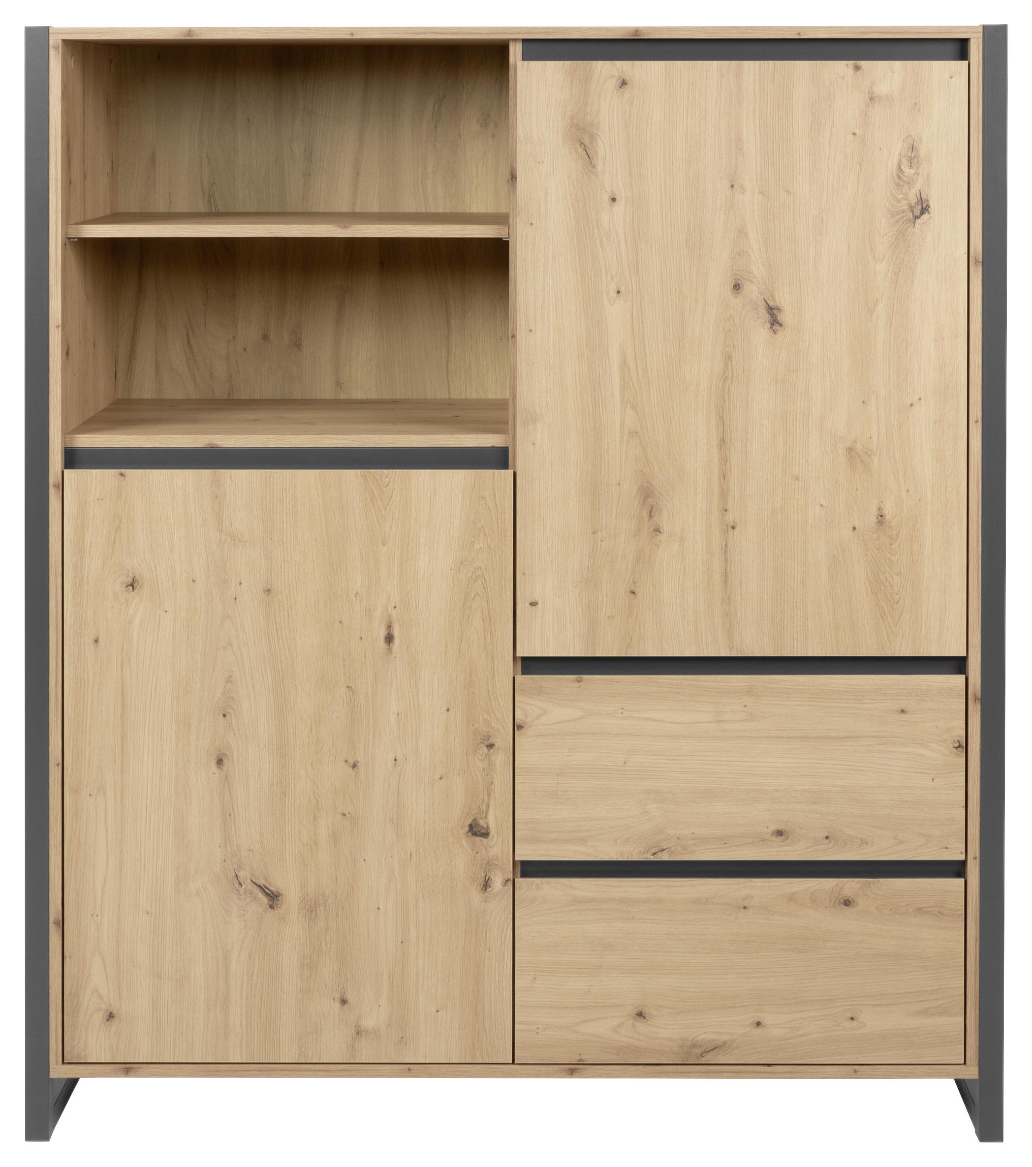Highboard mit zwei offenen Fächern und großzügiger Ablage