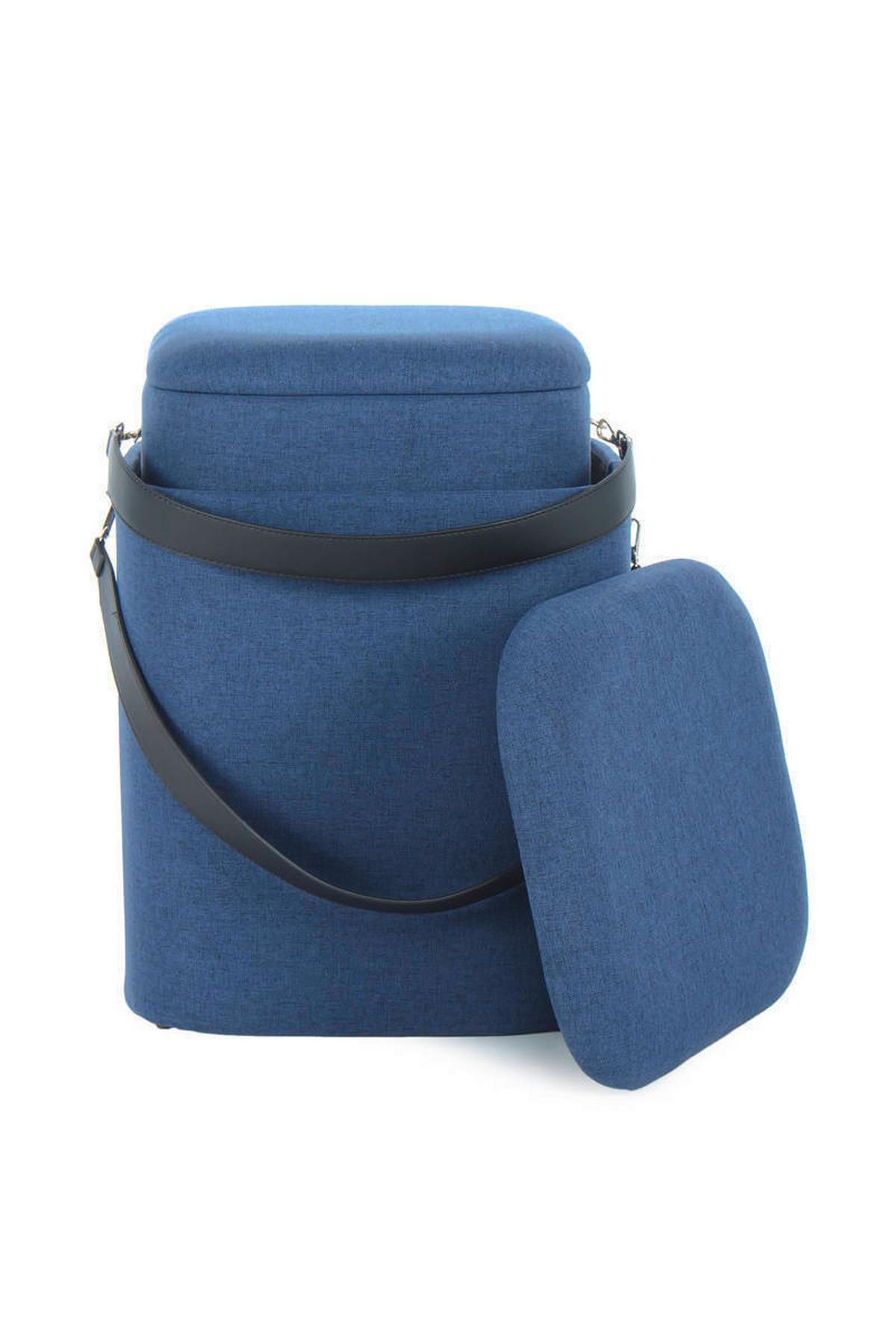 SADA TABURETŮ ARABELLA - modrá/černá, Basics, textil/plast (35,5/44/35,5cm)