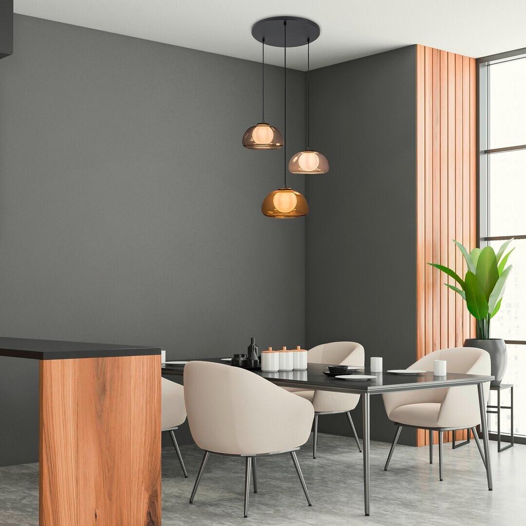 ZÁVĚSNÉ SVÍTIDLO ELOWEN - bílá/jantarové barvy, Moderní, kov/plast (40/150cm)