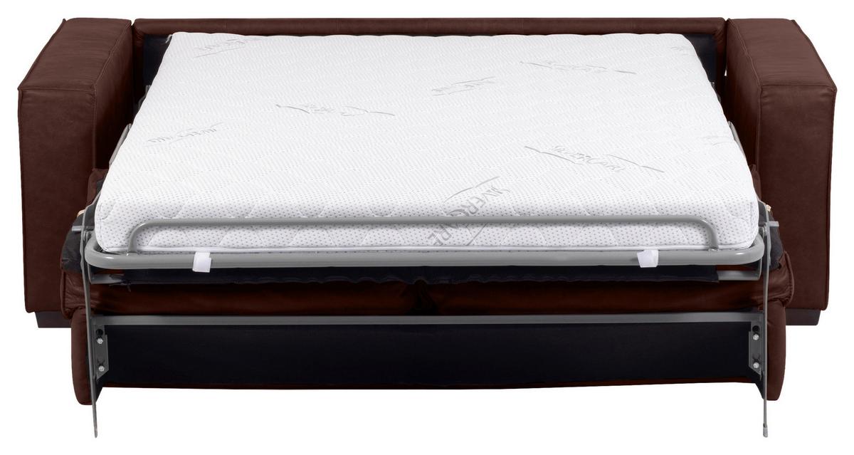 Schlafsofa Texas Braun Anilinleder, B: 203 Cm - Dunkelbraun/Braun, Design, Leder (203/85/99cm) - MID.YOU