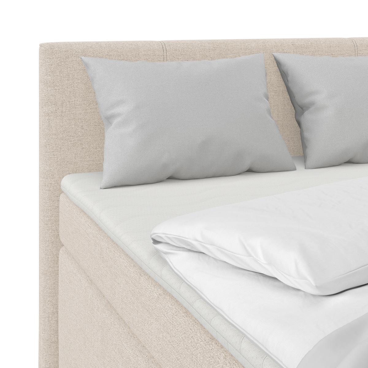 Boxspringbett Mira Webstoff Grau, Lf: 140x200cm - Beige, KONVENTIONELL, Holz/Textil (140/200cm)
